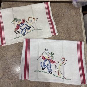 Flour Sack Embroidered Towels Set Of 2 Farmer